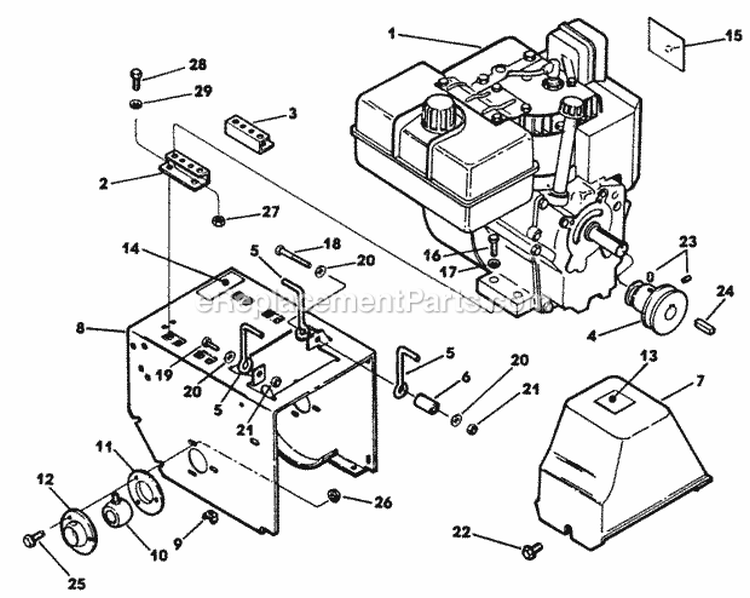 Engine And Frame Diagram and Parts List for 55384A J00000001-J99999999 - 1990 Lawn Boy Snow Blower
